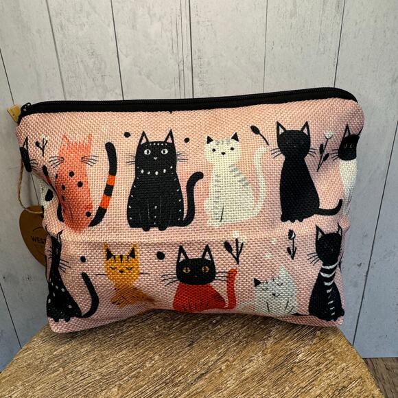 Makeup Bag Cat Lover Bag Artist Pouch Pink Pouch NEW FAST SHIP - Picture 5 of 6